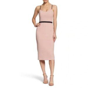 Dress the Population Emma Crepe Spaghetti Strap Bodycon Midi Dress Size M